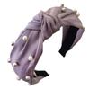 Purple Fabric Turban Headband With Pearls For Women Fashionable Thick