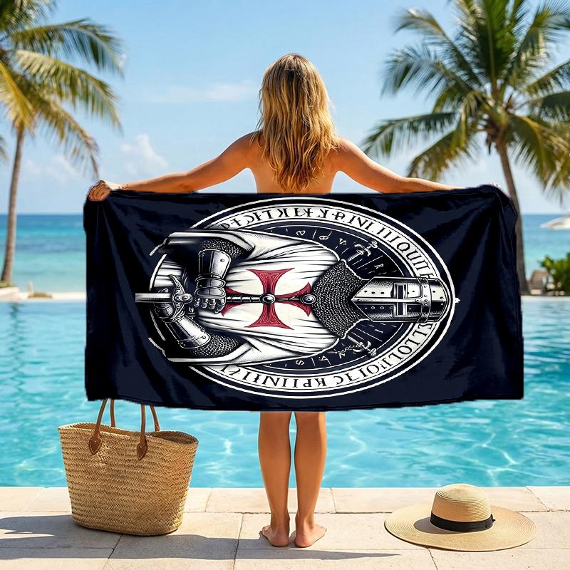 Cross Templars Knight Fashion Beach Towel: Ideal for Summer Adventures Soft, Absorbent and Quick Drying Suitable for Swimming and Bathing
