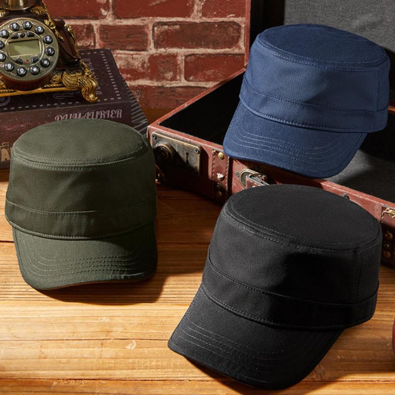 Pure Cotton Flat Top Hat Dad Casual Sun Cap Lady Army Military Hats Men Big Size Baseball Caps 55-60cm 60-65cm