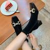 Crystal Luxury High Heels Snow Ankle Boots Women's Shoes Suede Square Toe Trend Autumn Pumps Designer Dress Mujer Zapatillas