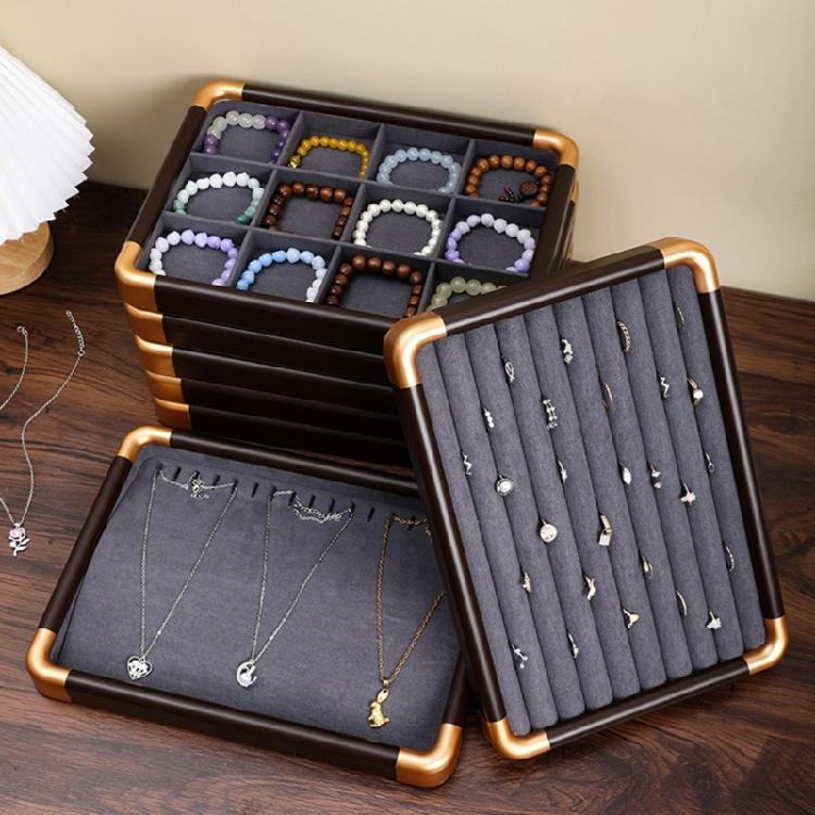Jewelry Display Tray with Protective Velvets Lining Jewellery Holder Accessory Presentation Stand for Home or Shop Use