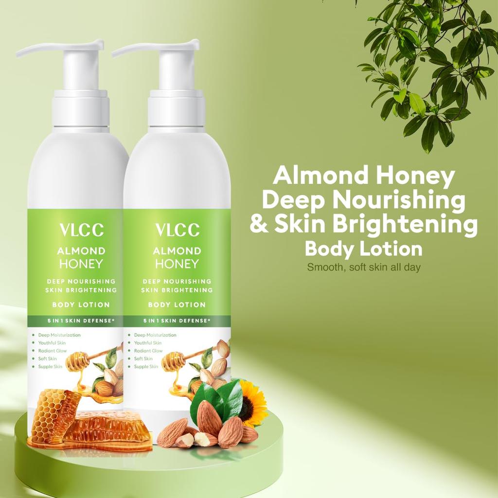 VLCC Almond Honey Deep Nourishing Body Lotion 350 Ml X Pack Of 2 For Hydrated Glowing Youthful Skin Moisturizing Care