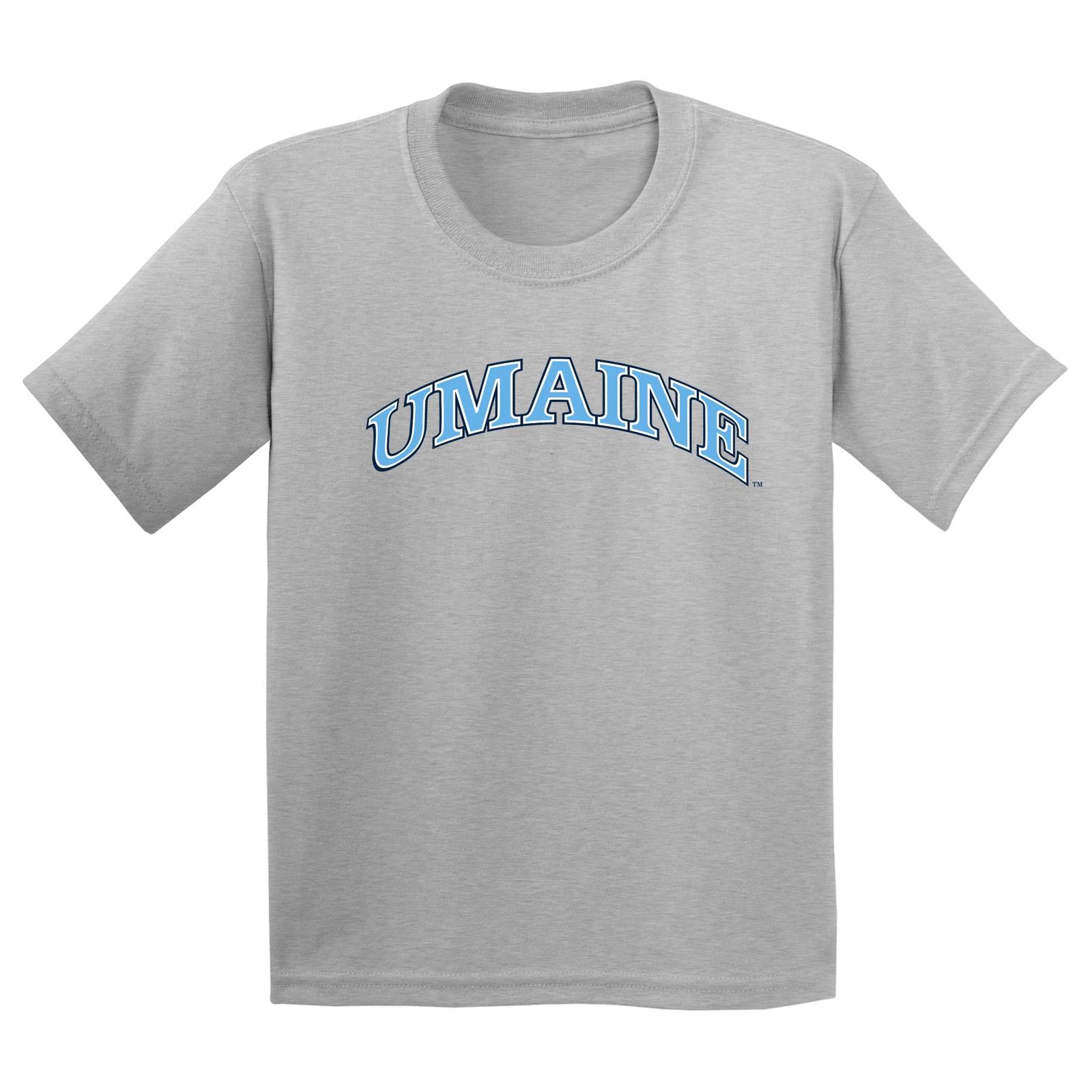 Maine Black Bears Arch Logo Youth T Shirt - Sport Grey 4XL