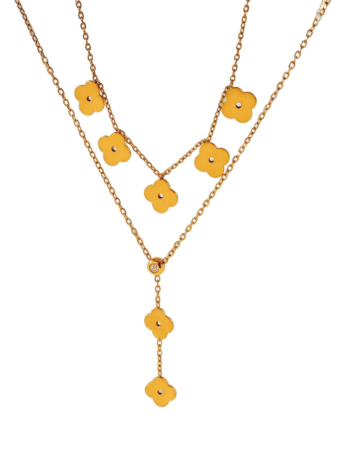 

1 шт. Модное элегантное многослойное ожерелье из нержавеющей стали с 18-каратным золотым покрытием с клевером в виде счастливого цветка для женщин Женские украшения