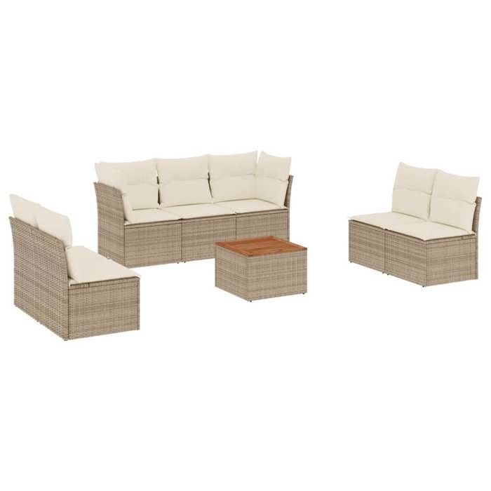 VidaXL Salon de Jardin avec Coussins 8 pcs, Canapés de Terrasse, Ensemble de Meubles de Patio, Mobilier d'Extérieur, Beige 3255897
