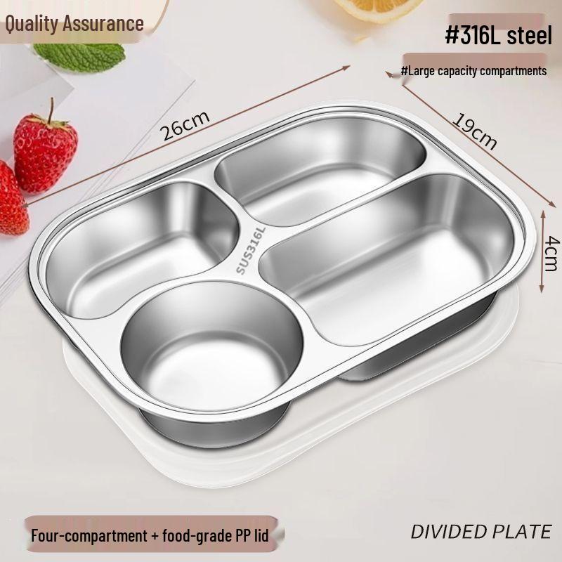 316 Stainless Steel Kids' Compartment Meal Tray for Kindergarten & Home Use