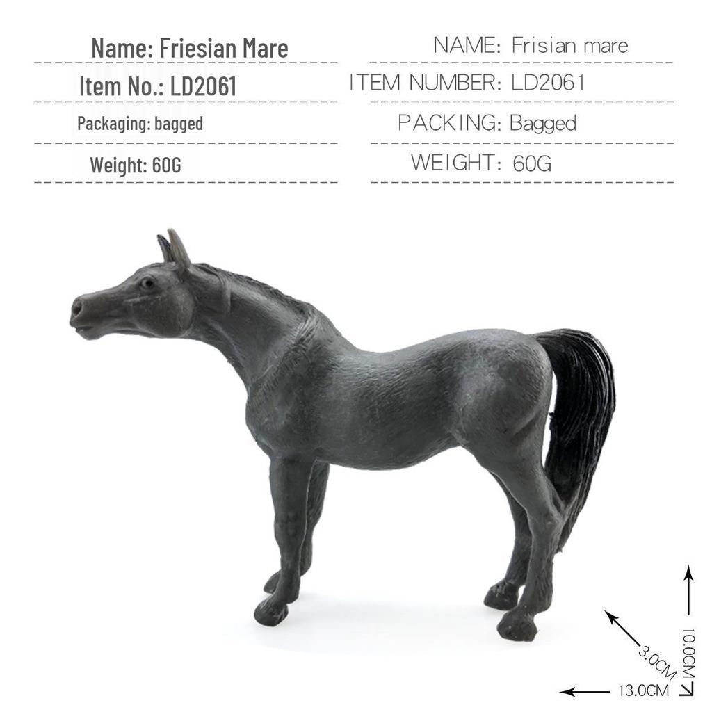 Black Stallion Foal Simulation Animal Model - Wild Horse Cognitive Toy Ornament for Children