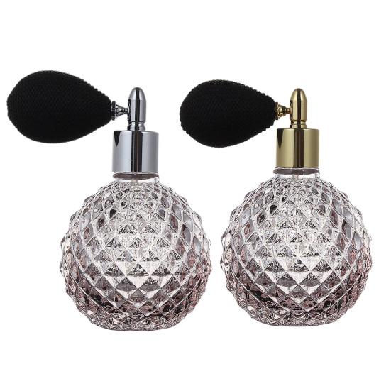 100ml Perfume Bottle Leak-Proof Fine Mist Faux Diamond-shaped Cutting Portable Vintage Air Balloon Refillable Glass Spray Bottle Gift Supply