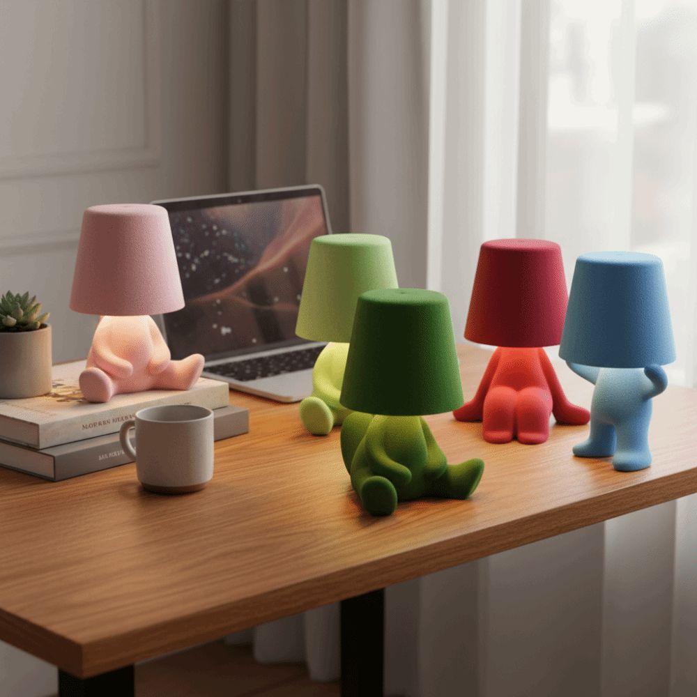 Lampada da Tavolo Touch Control Texture Floccata Design Colorato Lampada da Comodino Mini Dimensioni Forma Creativa Luce per Lettura Camera dei Bambini