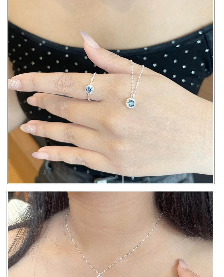 S925 Sterling Silver Blue Zircon Flower Ring: Women's Korean Style, Light Luxury, Simple, Versatile, High-End Fashion.