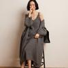 Versatile Cashmere Long Coat: Round Neck, Buttonless, Mid-Length, Stylish and Casual, Long-Sleeved Outerwear for Autumn/Winter.