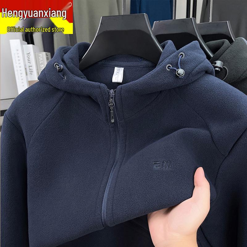 

Чоловічий кардиган на блискавці з капюшоном на флісовій підкладці для весни та осені 3XL (130-150 Jin)