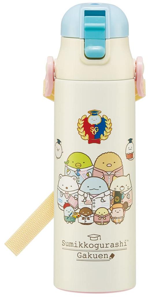 Skater Stainless Steel Water Bottle with Sumikkogurashi School Girl Kids' 2-Way Cup, 580ml, Design, SKDC6-A
