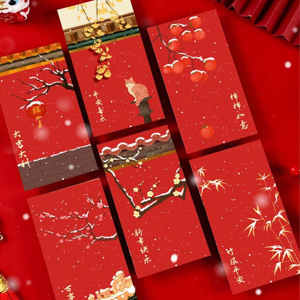 6pcs Hongbao Children Money Pocket Traditional Gifts Packing Bags  Celebration Party
