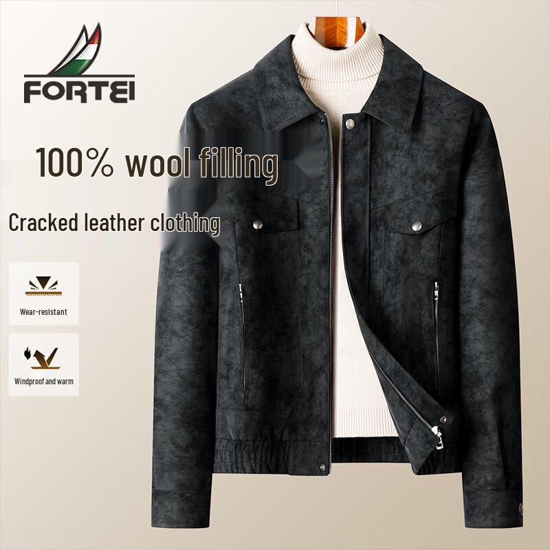 

Мужская футинг-куртка из distressed ПУ-кожи с шерстяной подкладкой XL