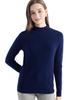 Women's Slimming Wool Long-Sleeve Half-High Neck Top - Solid Color, Versatile Basic
