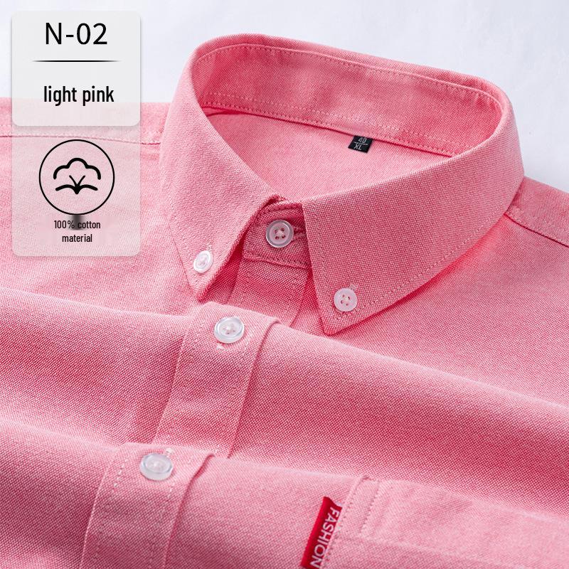 

New Men s Iron-Free Pure Cotton Long Sleeve Oxford Shirt - Breathable, Business Casual Solid Color 41