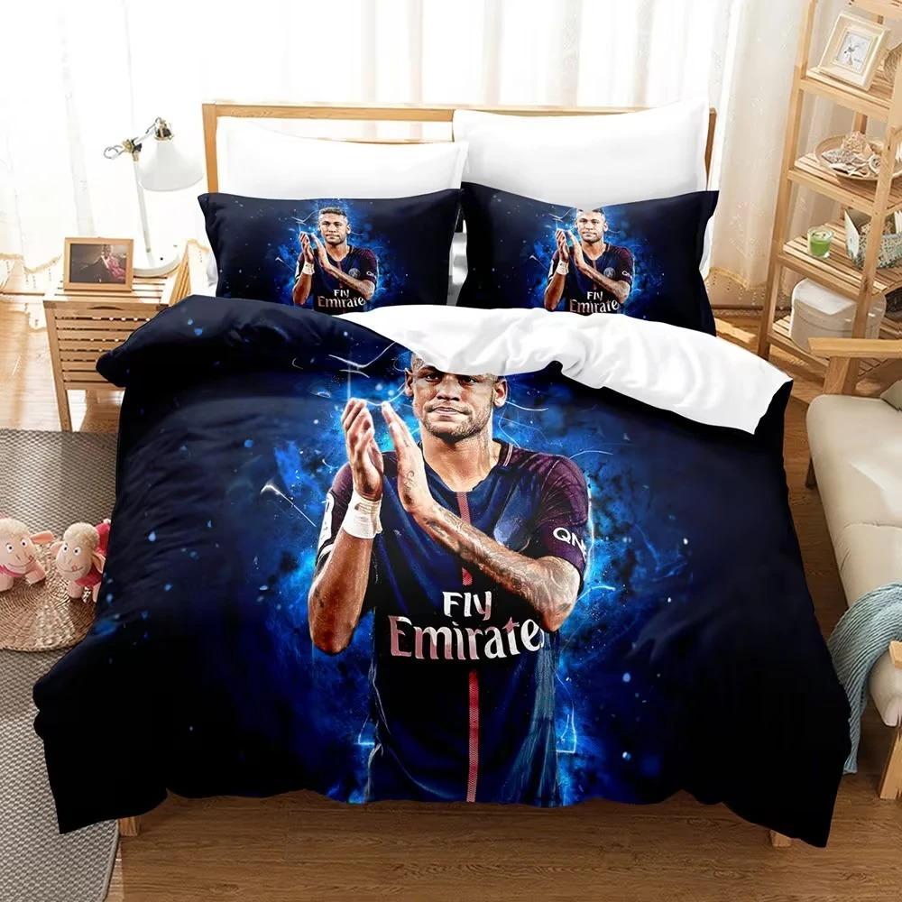 3D Printed Football Bedding Set N-Neymar Duvet Cover Pillowcase Adult boy Single Queen King Size Bedding Set Luxury Gift