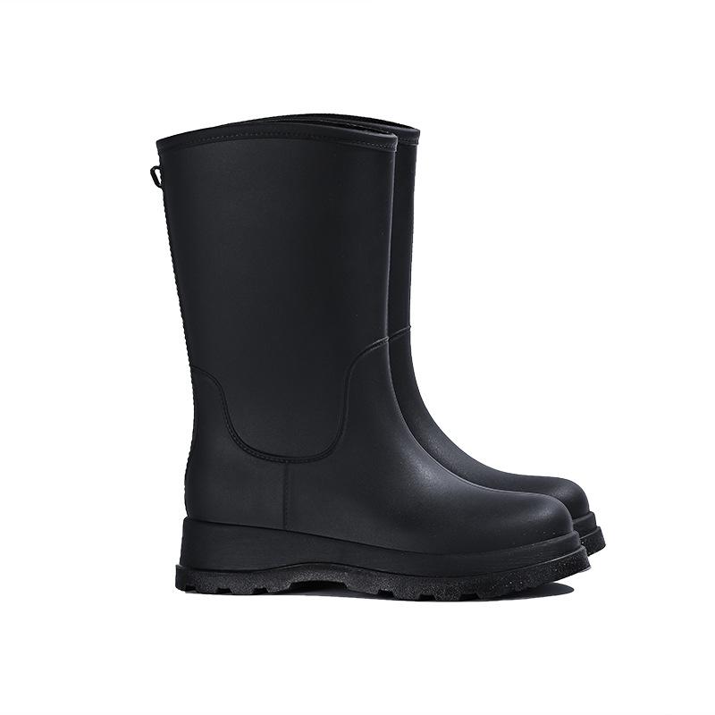 Fashion classic rain shoes women's high rain boots rainy day outdoor travel thickened non-slip waterproof shoes women's rubber shoes British boots