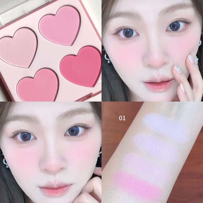 HERORANGE Sweet Talk Blush: A Delicate Four-color Powder That Enhances Complexion with a Natural, Low-saturation, No-makeup Look.