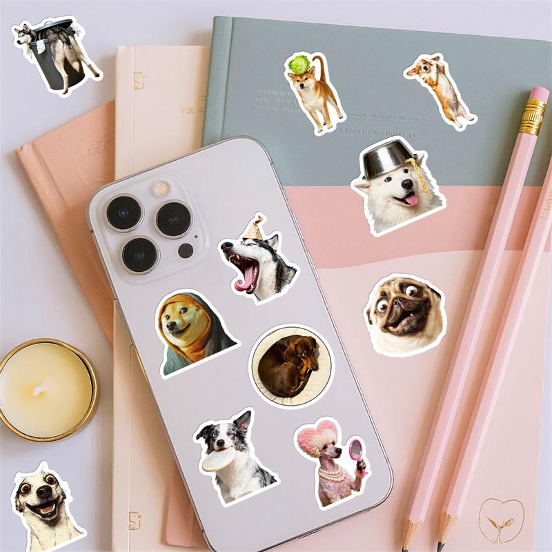 10/30/56PCS Cute Dog Expression PVC Sticky Sticker Aesthetic DIY Decoration Scrapbooking Hand Accounting Supplies