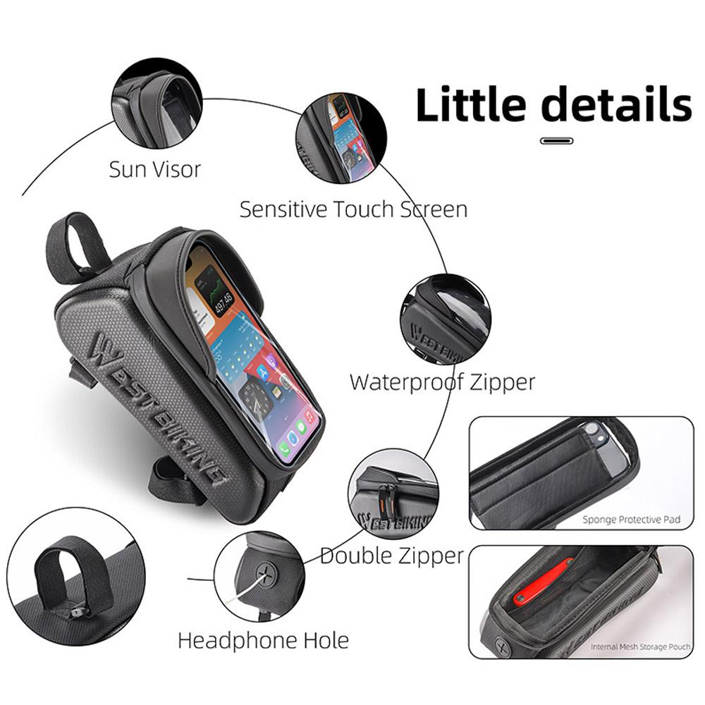 Sacoche De Cadre Vélo étanche TAKEZERO – Avec Fenêtre Tactile Pour Téléphone 6.5"