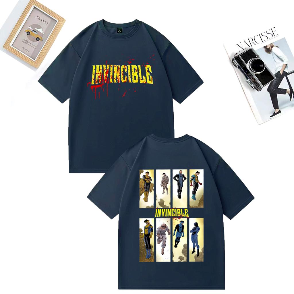 Invincible Blood Splat Logo Merch Men Women T Shirts Hip Hop Pure Cotton Streetwear Tees Graphic  Adult Anime Tops Loose T-shirt