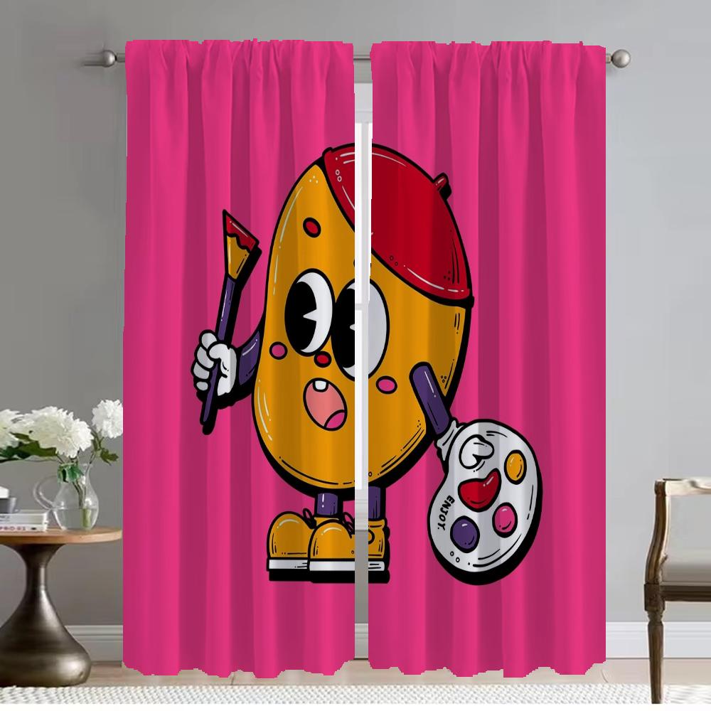 Kitchen Curtains for Living Room Fruit Halloween Decoration Window Curtain for Room 2 Panel Shades Home Interior Curtains Camera