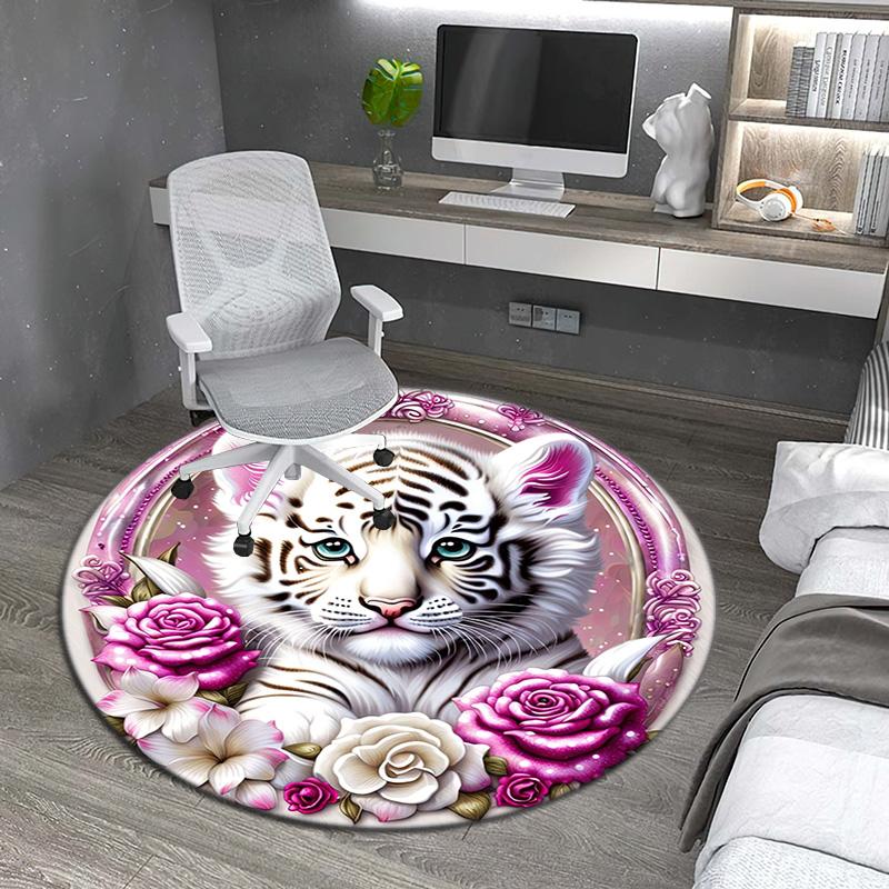 1Pc Tiger theme Circular Print Rug - home decoration Carpet For Living Room Bedroom Flooring Computer Chair Area Rug