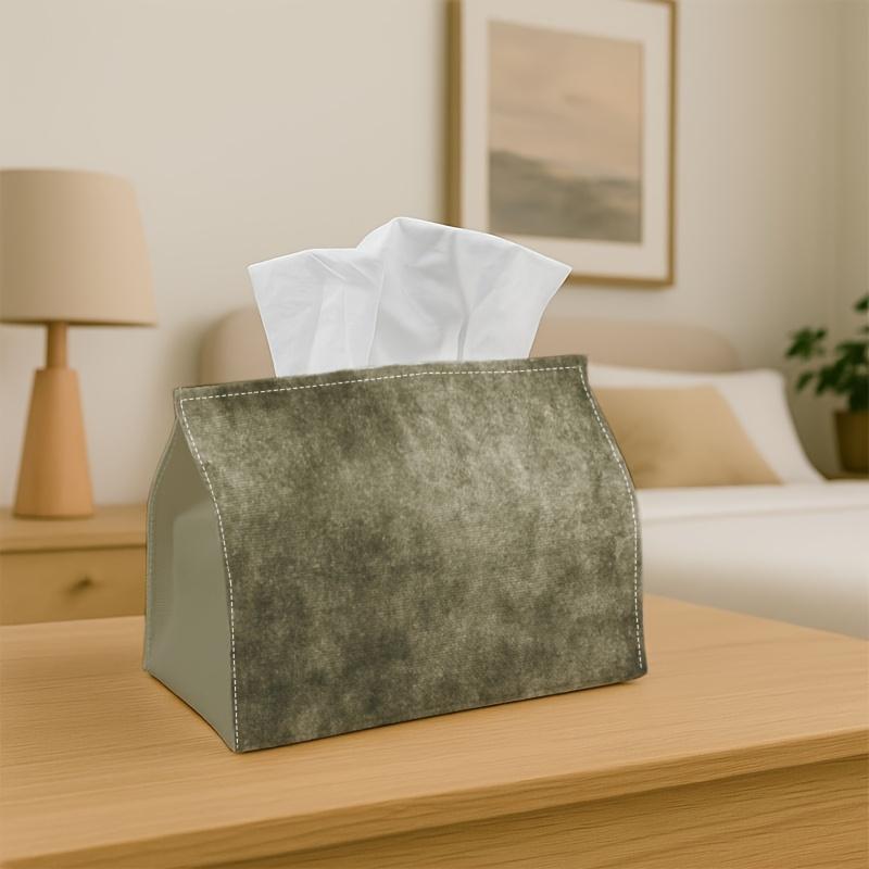 1pc Gray Texture Tissue Box, Compact Stylish Tissue Dispenser, Decorative Storage Box for Holiday Home Decor, Ideal Gift for Kitchen Living Room, for
