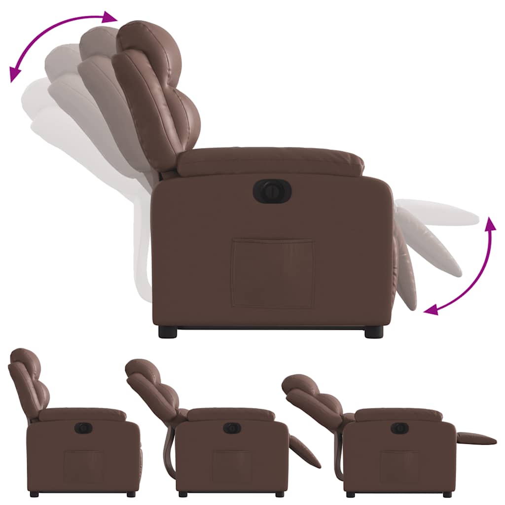 Recliner Chair with Lift Assist Electric Brown Faux Leather