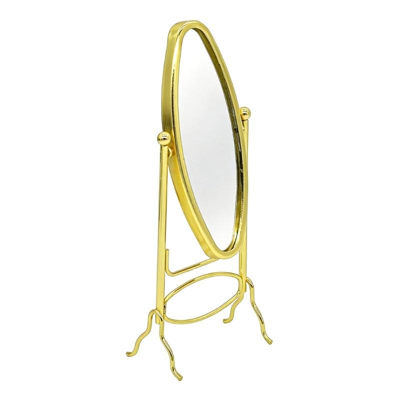 1:12 Scale Doll House Dressing Mirror Metal Floor Mirror Model Figurine For Miniature Bedroom Scene Setting Decoration