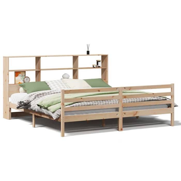 VidaXL Bookcase Bed Without Mattress 180x200 Cm Solid Pine Wood, Bed, Bedroom Furniture, Bed with Storage, 3321905
