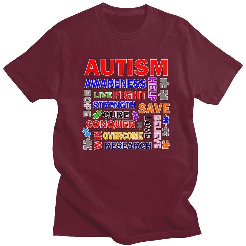 Autism Mashup T Shirt for Men Funny Introvert Awareness Quotes Tshirt Humor Streetwaer Short Sleeve Tee Shirt