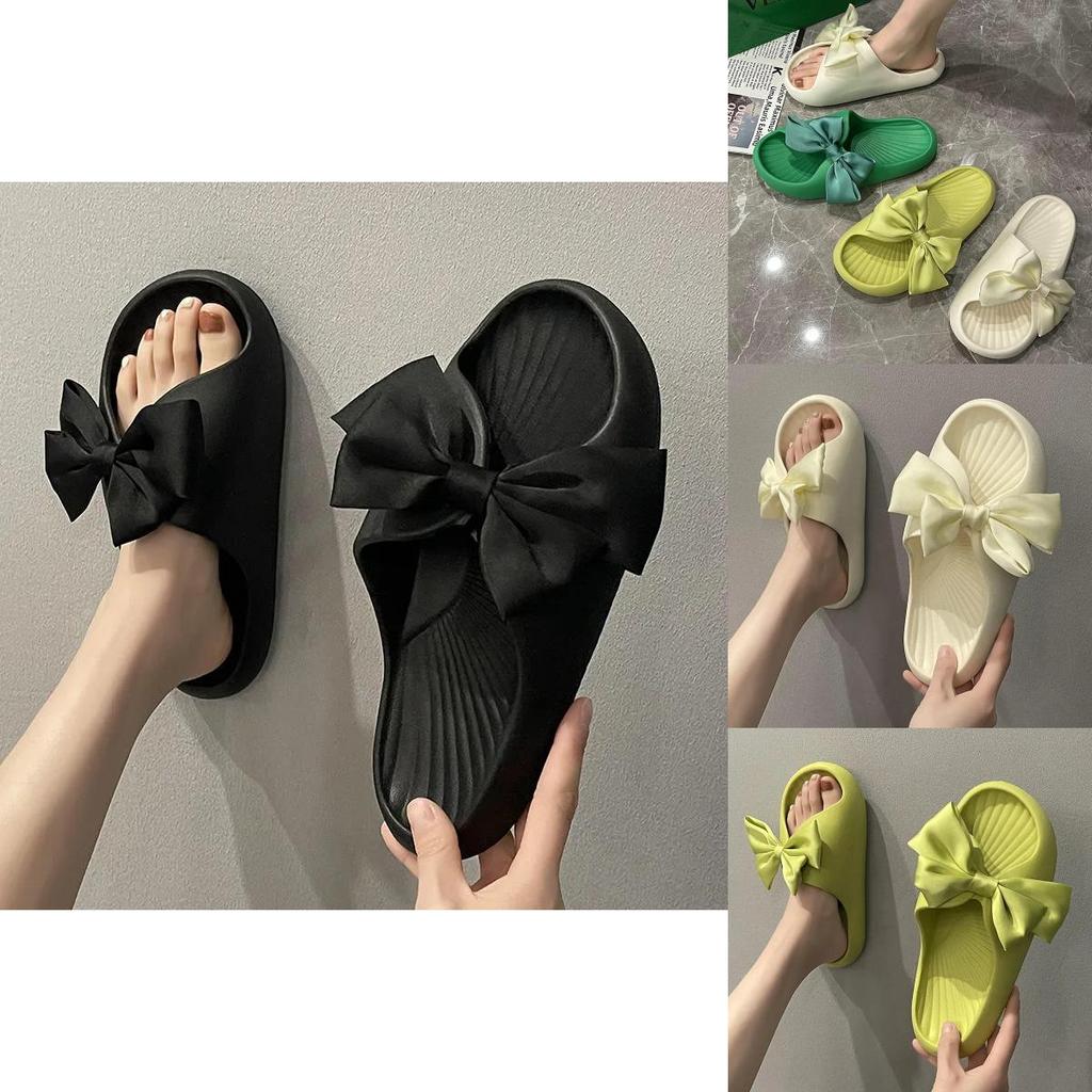Comfortable And Soft Silk Bow Slippers With Anti-slip Platform