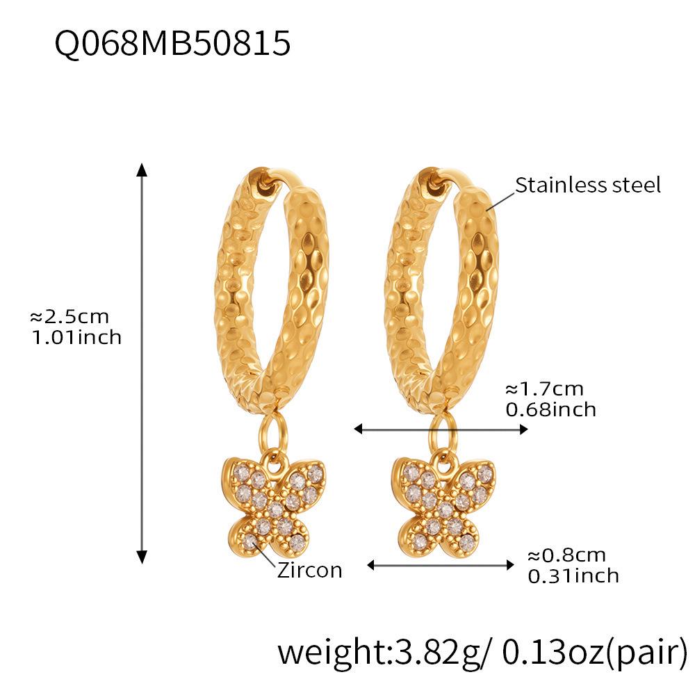 Oumika 18K Gold-Plated Butterfly & Diamond Earrings for Women