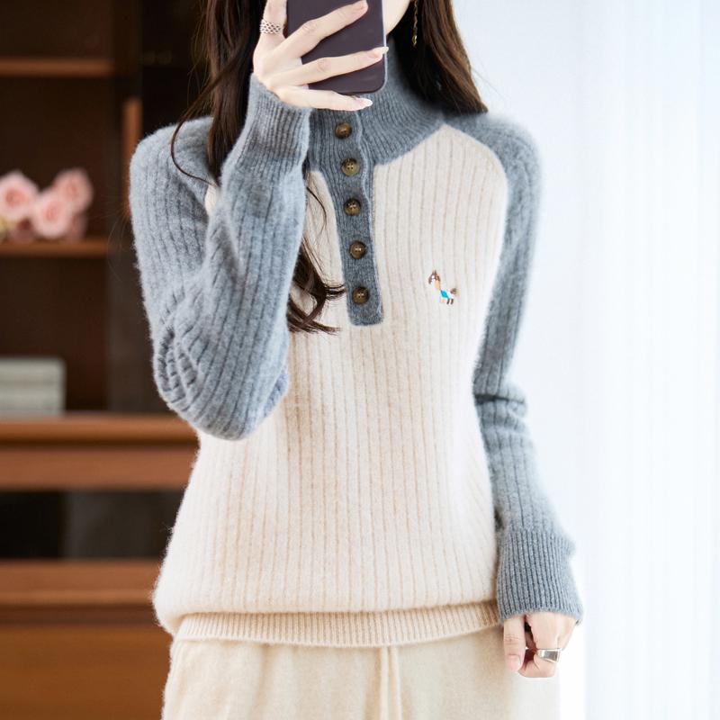 Women Sweater 100% Wool Turtleneck MODERN NEW SAGA Knit Pullover Thick Winter Jumpers Female Knit Tops