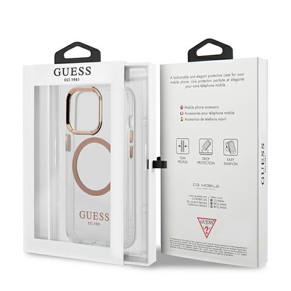 Guess Guhmp13Xhtrmd Iphone 13 Pro Max6,7 Złoty/Gold Hard Case Metal Outline Magsafe