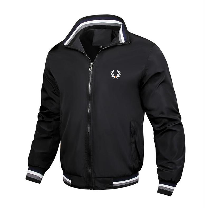 Herren Stickerei Weizen Stehkragen Baseballjacke - Große Größen Lässige Mode für Frühling und Herbst