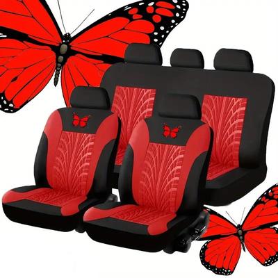 Universal Car Seat Cover with Butterfly and Tire Track Design - Stylish Protection for Your Vehicle's Interior