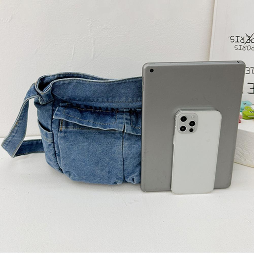 Women Simple Shopping Bag Fashion Shoulder Bag Multifunction Denim Chic Hobo Bag