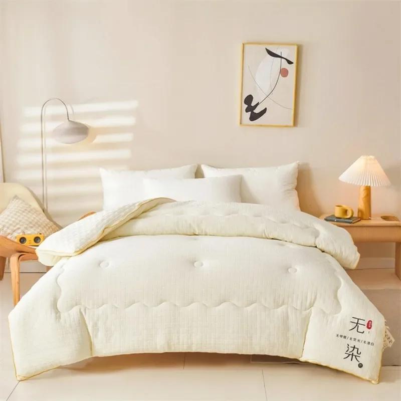 

2025 гипоаллергенное трикотажное хлопковое одеяло из шелка материнского и младенческого класса, одно одеяло с протеином хризалиды, утолщенное для зимы 150x200cm 1.5kg