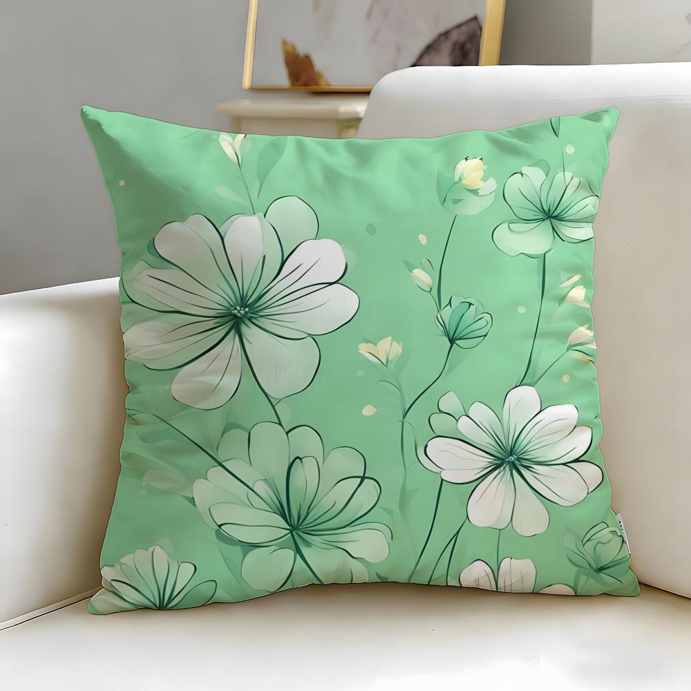 Mint green fresh background Cushion Cover Soft EasyWash Pillow Case Versatile for Couch Bed Travel and Office