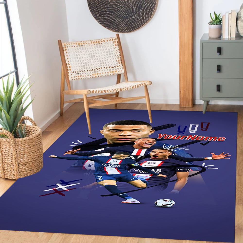 Mbappe 211 Customized Name Floor Mat Perfect for Living Rooms Outdoor Study Room Dormitory Antislip Carpet Decorate Offices Best for Christmas