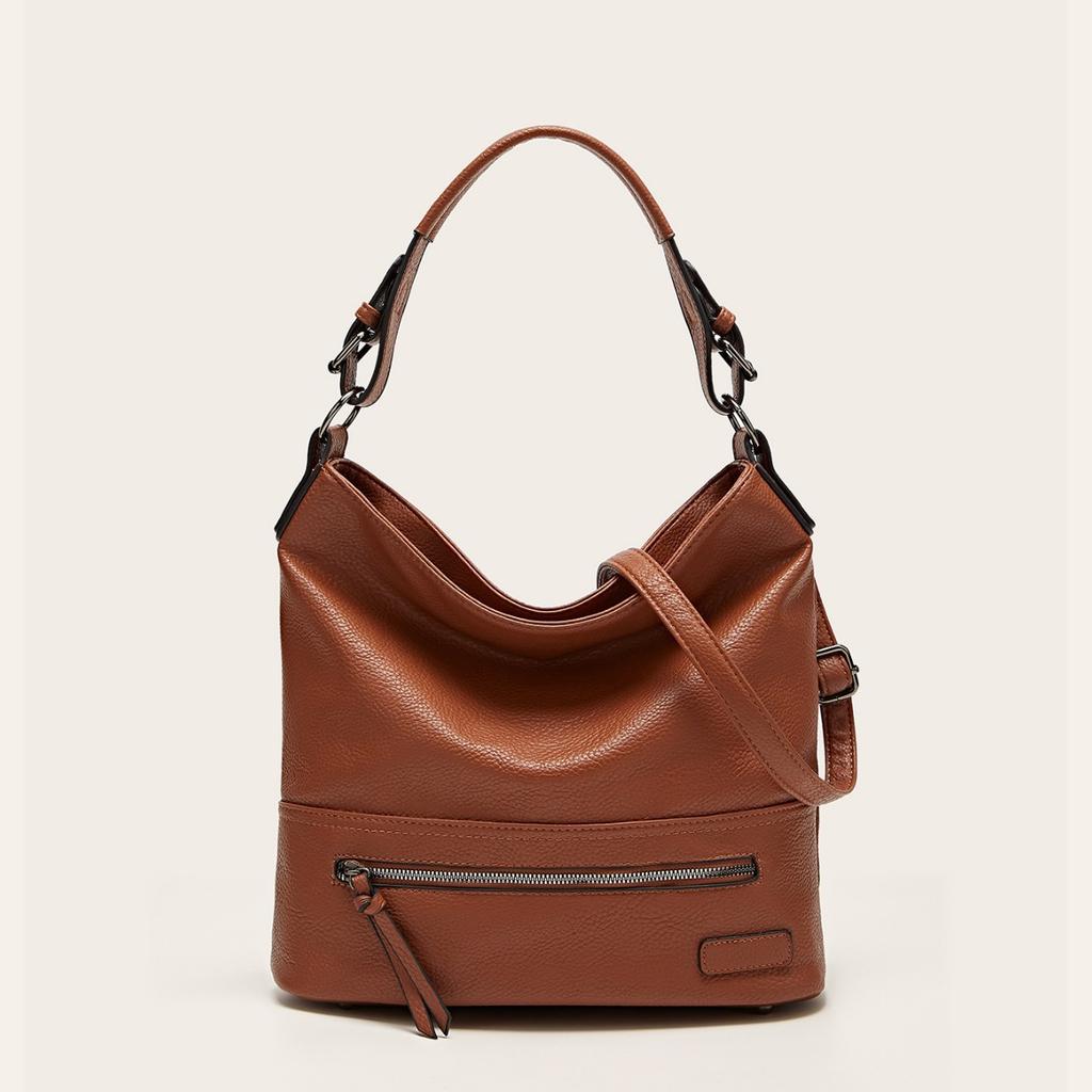 Large-capacity bag women's new simple shoulder underarm bag commuting tote bag soft leather casual handbag