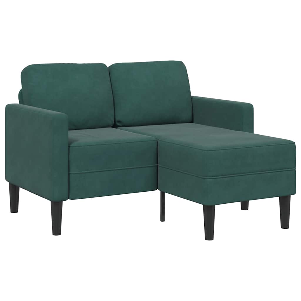 2 Seater L Shaped Sofa with Chaise Longue Dark Green 125 cm Velvet