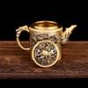 Brass Rotating Qilin Teapot: Creative Light Luxury Copper Handicraft Ornament for Home or Office.