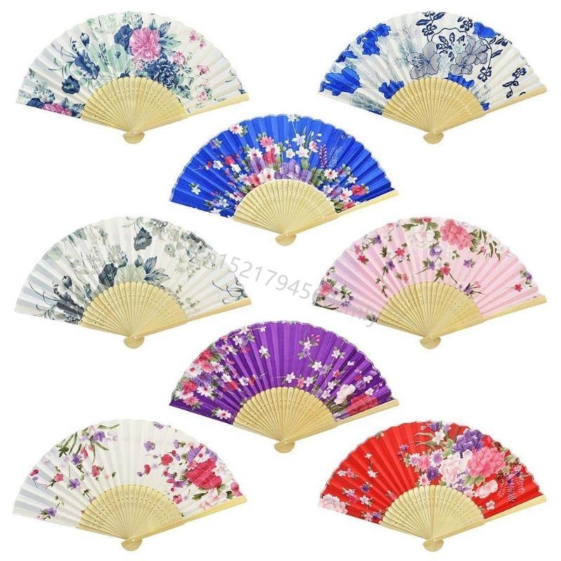 Folding Fan Hand Fan Chinese Japanese Elegant Floral Fan for Women Girl 6XDE