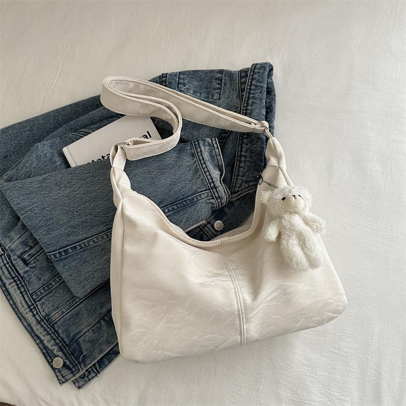 Spacious Casual Shoulder Bag For Women 2024 Trendy Solid Color Tote Style With Zipper Closure
