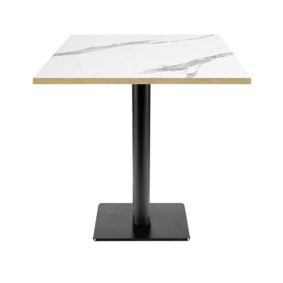 Table 70 X 70 Cm - MilanT Model White Marble with Brass Edges